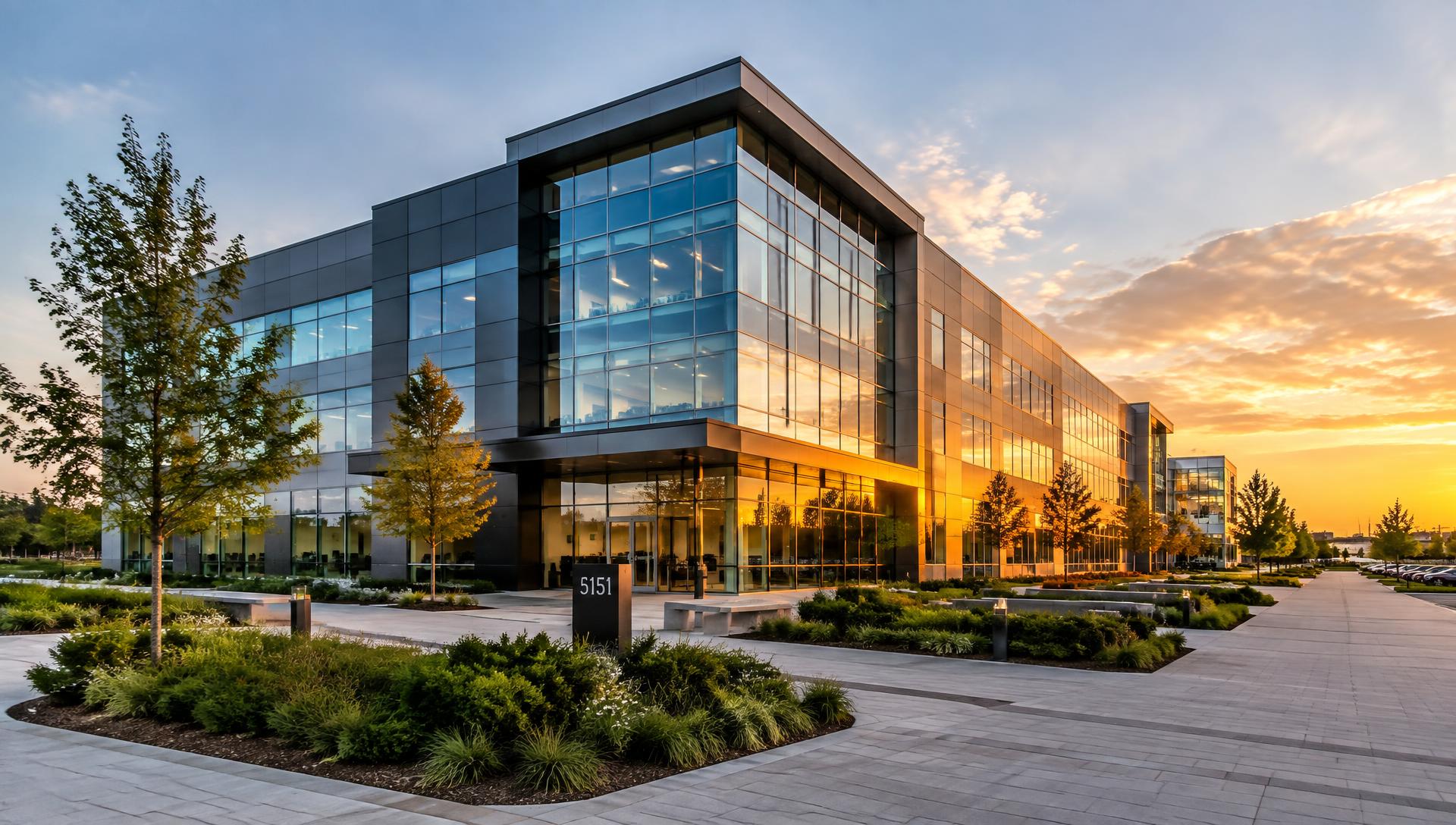 Modern commercial office building maintained by 360 Facility Services